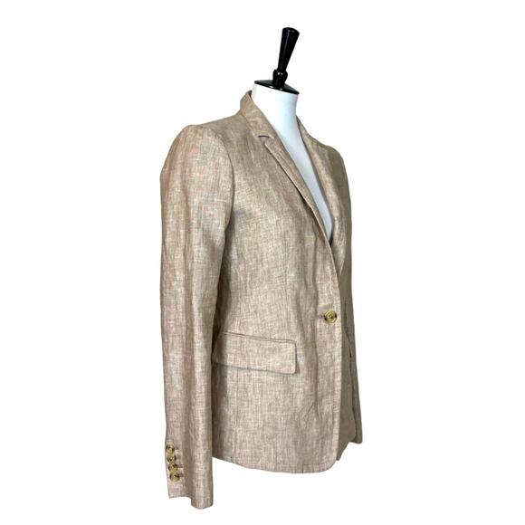 J.Crew Women’s Blazer Linen Schoolboy One Button Slim Lapel Natural Tan Size 6 - Picture 2 of 12